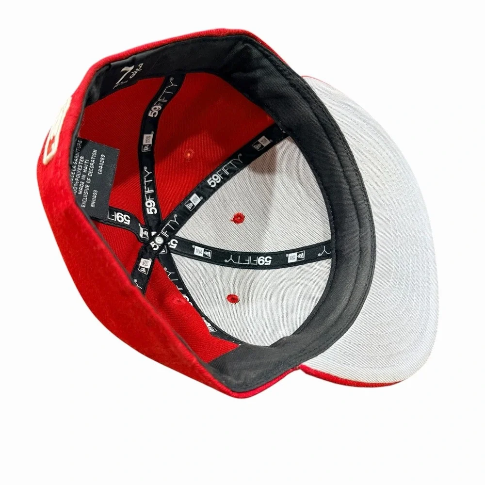New Era‎ 59FIFTY San Francisco Giants Red Fitted Hat White SF Logo MLB Cap 7 3/8
